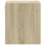 Mesita de noche de pared con luces LED roble Sonoma de , Mesitas de noche - Ref: Foro24-852065, Precio: 33,01 €, Descuento: %