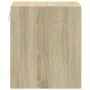 Mesita de noche de pared con luces LED roble Sonoma by , Nightstands - Ref: Foro24-852065, Price: 32,72 €, Discount: %
