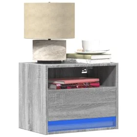 Mesita de noche de pared con luces LED gris Sonoma by , Nightstands - Ref: Foro24-852071, Price: 33,69 €, Discount: %