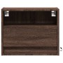 Mesita de noche de pared con luces LED roble marrón de , Mesitas de noche - Ref: Foro24-852073, Precio: 34,12 €, Descuento: %