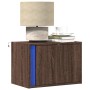 Mesita de noche de pared con luces LED roble marrón de , Mesitas de noche - Ref: Foro24-852101, Precio: 36,95 €, Descuento: %