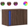 Mesita de noche de pared con luces LED roble marrón de , Mesitas de noche - Ref: Foro24-852101, Precio: 36,95 €, Descuento: %