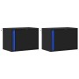 Mesitas de noche de pared con luces LED 2 unidades negro de , Mesitas de noche - Ref: Foro24-852092, Precio: 64,28 €, Descuen...