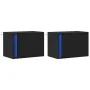 Mesitas de noche de pared con luces LED 2 unidades negro de , Mesitas de noche - Ref: Foro24-852092, Precio: 63,46 €, Descuen...