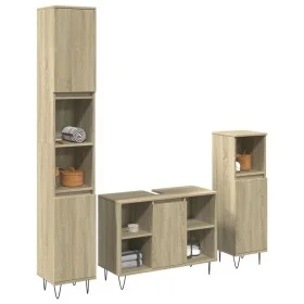 Set de muebles de baño 3 pzas madera contrachapada roble Sonoma de , Muebles de baño - Ref: Foro24-3307680, Precio: 181,34 €,...