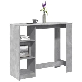 Mesa bar con estante madera gris hormigón 124x46x103,5 cm de , Mesas de cocina y de comedor - Ref: Foro24-854394, Precio: 91,...