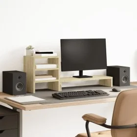 Soporte monitor con organizador escritorio madera roble Sonoma de , Bases y elevadores para ordenadores - Ref: Foro24-854735,...