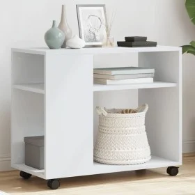 Mesa auxiliar con ruedas madera ingeniería blanco 70x35x60 cm de , Mesas auxiliares - Ref: Foro24-853146, Precio: 50,30 €, De...