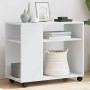 Mesa auxiliar con ruedas madera ingeniería blanco 70x35x60 cm de , Mesas auxiliares - Ref: Foro24-853146, Precio: 51,13 €, De...