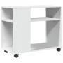 Mesa auxiliar con ruedas madera ingeniería blanco 70x35x60 cm de , Mesas auxiliares - Ref: Foro24-853146, Precio: 50,30 €, De...