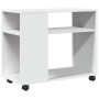 Mesa auxiliar con ruedas madera ingeniería blanco 70x35x60 cm de , Mesas auxiliares - Ref: Foro24-853146, Precio: 51,13 €, De...