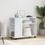 Mesa auxiliar con ruedas madera ingeniería blanco 70x35x60 cm de , Mesas auxiliares - Ref: Foro24-853146, Precio: 51,13 €, De...