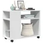 Mesa auxiliar con ruedas madera ingeniería blanco 70x35x60 cm de , Mesas auxiliares - Ref: Foro24-853146, Precio: 50,30 €, De...