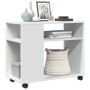 Mesa auxiliar con ruedas madera ingeniería blanco 70x35x60 cm de , Mesas auxiliares - Ref: Foro24-853146, Precio: 51,13 €, De...