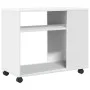 Mesa auxiliar con ruedas madera ingeniería blanco 70x35x60 cm de , Mesas auxiliares - Ref: Foro24-853146, Precio: 50,30 €, De...