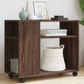 Mesa auxiliar con ruedas madera roble marrón 70x35x60 cm de , Mesas auxiliares - Ref: Foro24-853152, Precio: 50,59 €, Descuen...