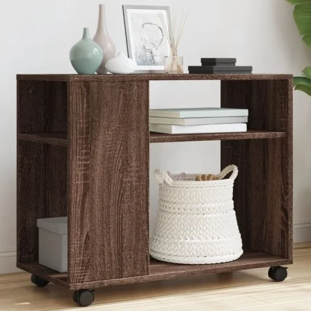Side table with wheels, oak wood, brown, 70x35x60 cm by , Side tables - Ref: Foro24-853152, Price: 50,59 €, Discount: %