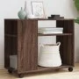 Side table with wheels, oak wood, brown, 70x35x60 cm by , Side tables - Ref: Foro24-853152, Price: 50,59 €, Discount: %