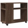 Side table with wheels, oak wood, brown, 70x35x60 cm by , Side tables - Ref: Foro24-853152, Price: 50,59 €, Discount: %