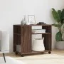 Side table with wheels, oak wood, brown, 70x35x60 cm by , Side tables - Ref: Foro24-853152, Price: 50,59 €, Discount: %