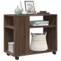 Side table with wheels, oak wood, brown, 70x35x60 cm by , Side tables - Ref: Foro24-853152, Price: 50,59 €, Discount: %