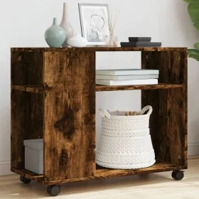 Mesa auxiliar con ruedas madera roble ahumado 70x35x60 cm de , Mesas auxiliares - Ref: Foro24-853150, Precio: 49,32 €, Descue...