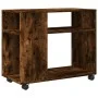 Side table with smoked oak wood wheels 70x35x60 cm by , Side tables - Ref: Foro24-853150, Price: 49,32 €, Discount: %