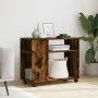 Mesa auxiliar con ruedas madera roble ahumado 70x35x60 cm de , Mesas auxiliares - Ref: Foro24-853150, Precio: 49,32 €, Descue...