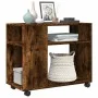 Mesa auxiliar con ruedas madera roble ahumado 70x35x60 cm de , Mesas auxiliares - Ref: Foro24-853150, Precio: 49,32 €, Descue...