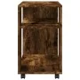 Side table with smoked oak wood wheels 70x35x60 cm by , Side tables - Ref: Foro24-853150, Price: 49,32 €, Discount: %