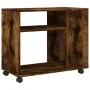 Side table with smoked oak wood wheels 70x35x60 cm by , Side tables - Ref: Foro24-853150, Price: 49,32 €, Discount: %
