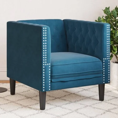 Sillón Chesterfield de terciopelo azul de , Sofás - Ref: Foro24-372681, Precio: 164,63 €, Descuento: %