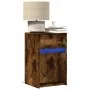 Bedside table with 2 LED lights, engineered wood, smoked oak. by , Nightstands - Ref: Foro24-852007, Price: 80,32 €, Discount: %