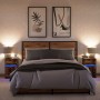 Mesita de noche luces LED 2 uds madera ingeniería roble ahumado de , Mesitas de noche - Ref: Foro24-852007, Precio: 81,36 €, ...