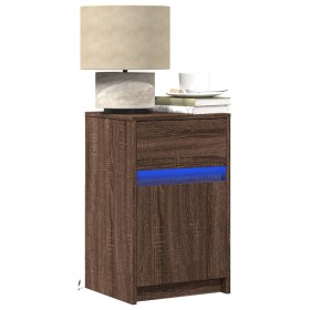 Mesitas de noche luces LED 2 uds madera ingeniería roble marrón de , Mesitas de noche - Ref: Foro24-852011, Precio: 81,60 €, ...