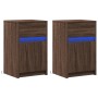 Mesitas de noche luces LED 2 uds madera ingeniería roble marrón de , Mesitas de noche - Ref: Foro24-852011, Precio: 81,60 €, ...