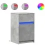 Bedside table with 2 LED lights, made of gray concrete engineered wood. by , Nightstands - Ref: Foro24-852005, Price: 95,40 €...