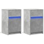 Mesita de noche luces LED 2 uds madera ingeniería gris hormigón de , Mesitas de noche - Ref: Foro24-852005, Precio: 96,67 €, ...