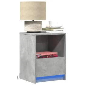 Mesita de noche luces LED 2 uds madera ingeniería gris hormigón de , Mesitas de noche - Ref: Foro24-852026, Precio: 68,35 €, ...