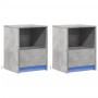 Mesita de noche luces LED 2 uds madera ingeniería gris hormigón de , Mesitas de noche - Ref: Foro24-852026, Precio: 69,21 €, ...