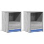 Mesitas de noche luces LED 2 uds madera ingeniería gris Sonoma de , Mesitas de noche - Ref: Foro24-852030, Precio: 72,33 €, D...
