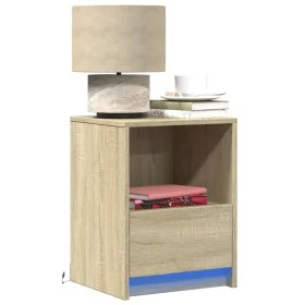 Mesitas de noche luces LED 2 uds madera ingeniería roble Sonoma de , Mesitas de noche - Ref: Foro24-852024, Precio: 68,30 €, ...