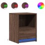 Mesitas de noche luces LED 2 uds madera ingeniería roble marrón de , Mesitas de noche - Ref: Foro24-852032, Precio: 71,01 €, ...