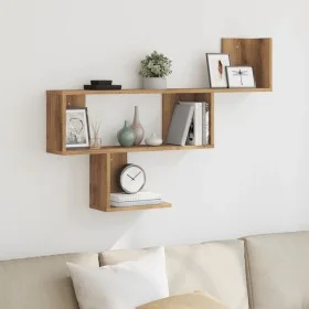 Engineered oak wood artisan wall shelf 100x15x70 cm by , Shelves and shelves - Ref: Foro24-853199, Price: 36,19 €, Discount: %