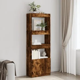 Aparador alto madera de ingeniería roble ahumado 63x33x180 cm de , Librerías y estanterías - Ref: Foro24-3309604, Precio: 90,...