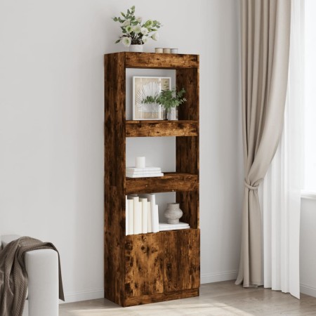 Aparador alto madera de ingeniería roble ahumado 63x33x180 cm de , Librerías y estanterías - Ref: Foro24-3309604, Precio: 91,...