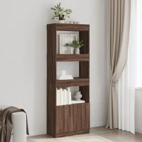 Aparador alto madera de ingeniería roble marrón 63x33x180 cm de , Librerías y estanterías - Ref: Foro24-3309606, Precio: 92,5...