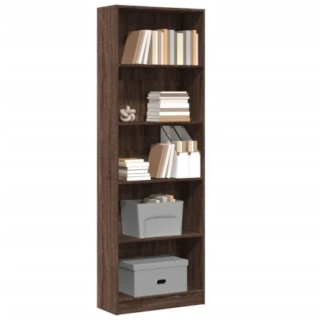 Estantería de madera de ingeniería marrón roble 60x24x176 cm de , Librerías y estanterías - Ref: Foro24-857827, Precio: 77,79...