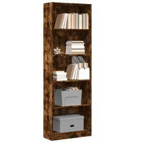 Estantería madera de ingeniería roble ahumado 60x24x176 cm de , Librerías y estanterías - Ref: Foro24-857825, Precio: 73,59 €...
