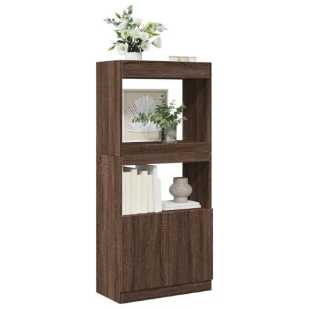 Aparador de madera de ingeniería marrón roble 63x33x140 cm de , Librerías y estanterías - Ref: Foro24-855112, Precio: 69,94 €...